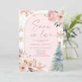 Snow In Love Snowflake Pink Winter Bridal Shower 招待状 (スタンド正面)
