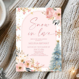 Snow In Love Snowflake Pink Winter Bridal Shower  招待状