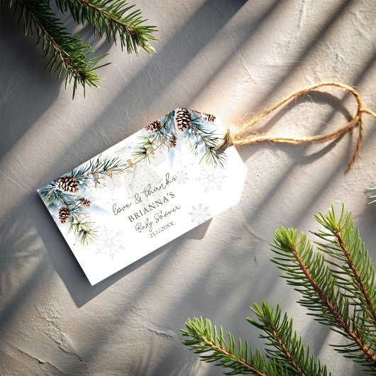 Snow in love snowflakes winter baby shower favor ギフトタグ