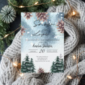 Snow in love snowy pines winter bridal shower  招待状