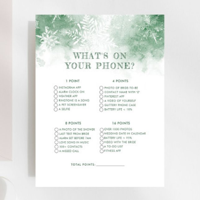 Snow in Love What On Your Phoneブライダルシャワーゲーム (クリエイターアップロード済み)