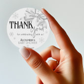 Snow In Love White Bow Baby Shower Winter Favor ラウンドシール