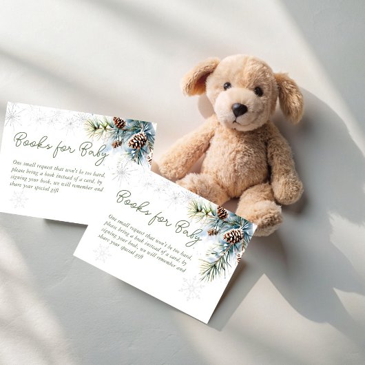 Snow in love winter baby shower book request エンクロージャーカード