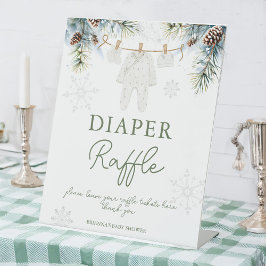 Snow in love winter baby shower diaper raffle 台座サイン