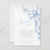 Snow in Love Winter Blue Bow Bridal Shower  サンキューカード (正面)
