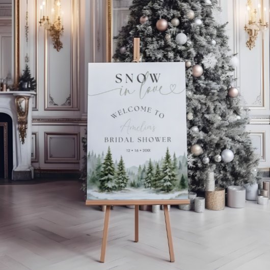 Snow in Love Winter Bridal Shower Sign ポスター