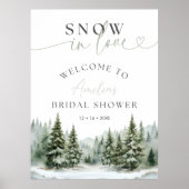 Snow in Love Winter Bridal Shower Sign ポスター (正面)