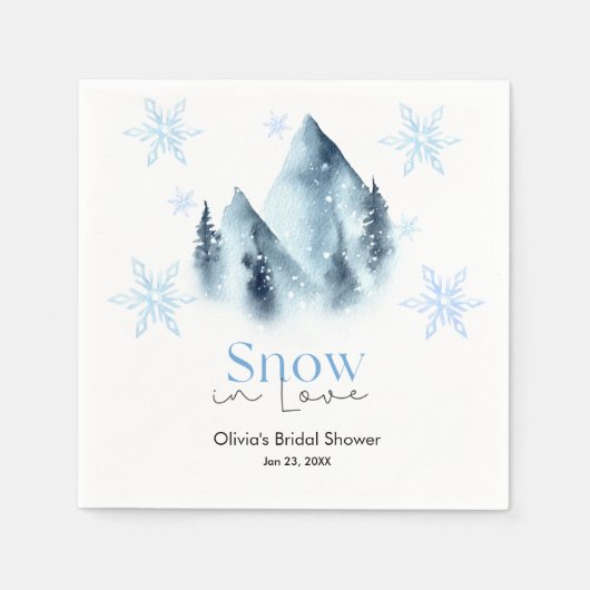 Snow in Love Winter Snowflakes Bridal Shower スタンダードカクテルナプキン (正面)