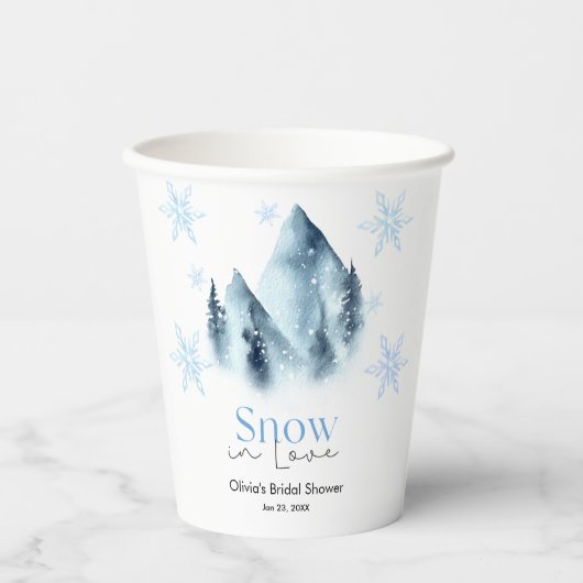 Snow in Love Winter Snowflakes Bridal Shower 紙コップ (正面)