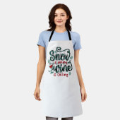 Snow is Falling Wine is Calling Christmas Apron エプロン (着用した状態)