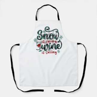 Snow is Falling Wine is Calling Christmas Apron エプロン