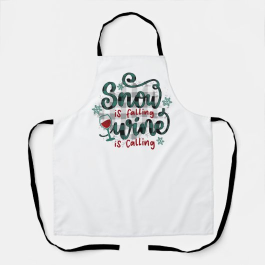 Snow is Falling Wine is Calling Christmas Apron エプロン (正面)