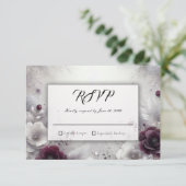 Snow-Kissed Plum and Ivory Floral Wedding 出欠カード (スタンド正面)