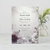 Snow-Kissed Plum and Ivory Floral Wedding 招待状 (スタンド正面)