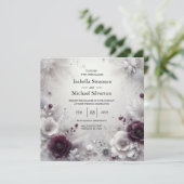 Snow-Kissed Plum and Ivory Floral Wedding 招待状 (スタンド正面)
