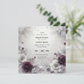 Snow-Kissed Plum and Ivory Floral Wedding 招待状 (スタンド正面)