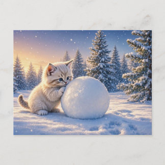 Snow Kitty Holidays • かわいい冬の猫のクリスマス ポストカード