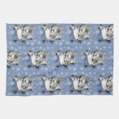 Snow Leopard and Snowflakes キッチンタオル (横)