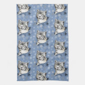 Snow Leopard and Snowflakes キッチンタオル (縦)