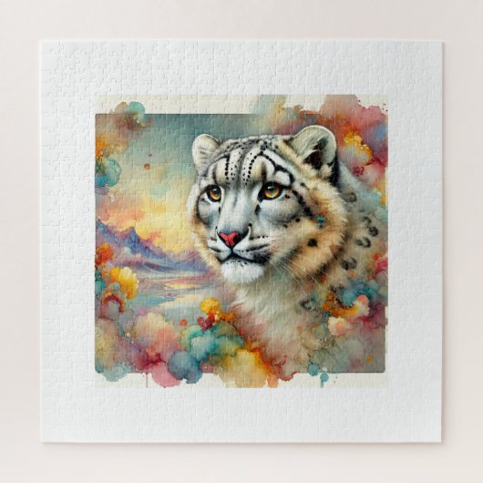 Snow Leopard Irbis 200824AREF143 - Watercolor ジグソーパズル (縦)