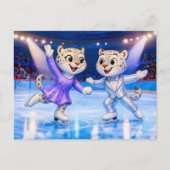 Snow Leopard Pair Performing Ice Dance Routine in  ポストカード (正面)