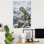 Snow Leopard Totem Wall Art – Fine Art Wildlife Pr ポスター (ホームオフィス)