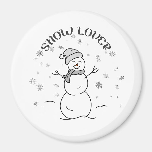 Snow Lover Cute Snowman Fridge Magnet              マグネット (正面)