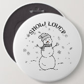 Snow Lover Cute Snowman Pin Button                 缶バッジ (正面&裏面)