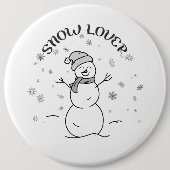 Snow Lover Cute Snowman Pin Button                 缶バッジ (正面)