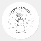 Snow Lover Cute Snowman Sticker                    ラウンドシール (正面)