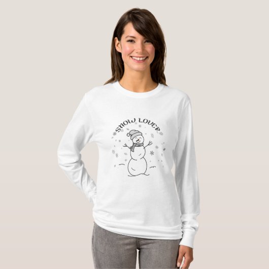 Snow Lover Snowman Long-Sleeve T-Shirt             Tシャツ (正面フル)