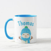 Snow Man Personalize Christmas Coffee Mug マグカップ (左)