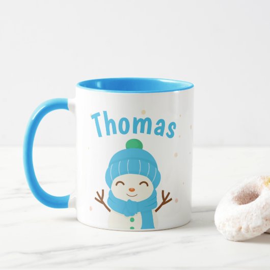 Snow Man Personalize Christmas Coffee Mug マグカップ (ドーナツ)