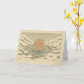 Snow Monkey - Christmas Card カード (黄色い花)