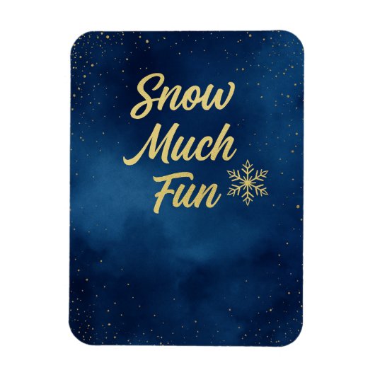 Snow Much Fun ウィンターマグネット – ゴールドスノーフレーク マグネット (縦)