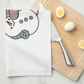 Snow Much Fun Cat Winter Holiday Design キッチンタオル (四つ折り)