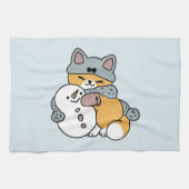 Snow Much Fun Cat Winter Holiday Design キッチンタオル (横)