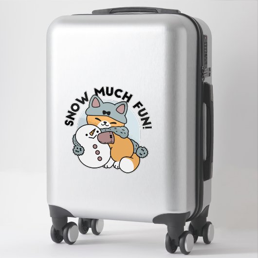 Snow Much Fun Cat Winter Holiday Design シール (スーツケース)