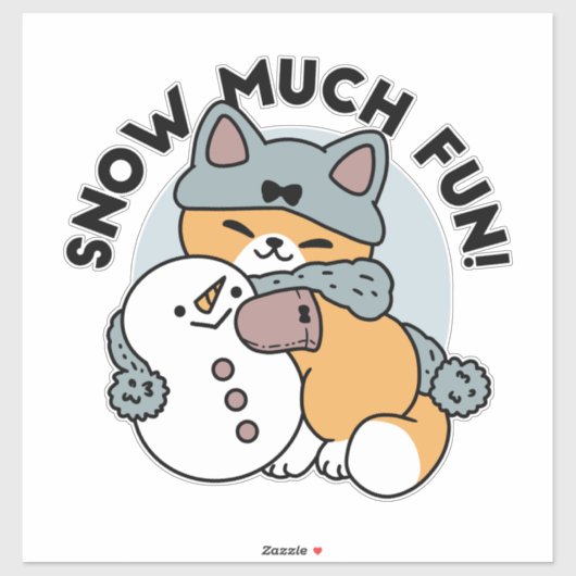 Snow Much Fun Cat Winter Holiday Design シール (シート)