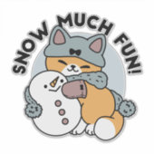 Snow Much Fun Cat Winter Holiday Design シール (正面)