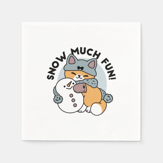 Snow Much Fun Cat Winter Holiday Design スタンダードカクテルナプキン (正面)