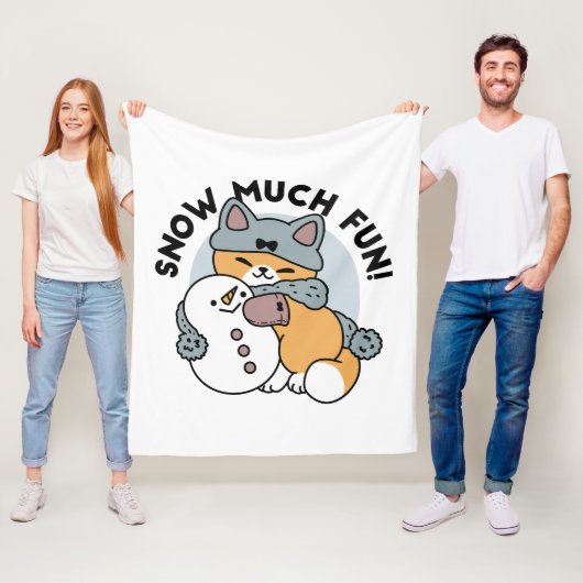 Snow Much Fun Cat Winter Holiday Design フリースブランケット (インサイチュ)