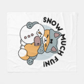 Snow Much Fun Cat Winter Holiday Design フリースブランケット (正面(横))