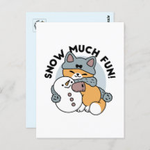 Snow Much Fun Cat Winter Holiday Design