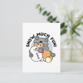Snow Much Fun Cat Winter Holiday Design ポストカード (スタンド正面)