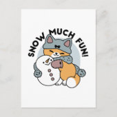 Snow Much Fun Cat Winter Holiday Design ポストカード (正面)