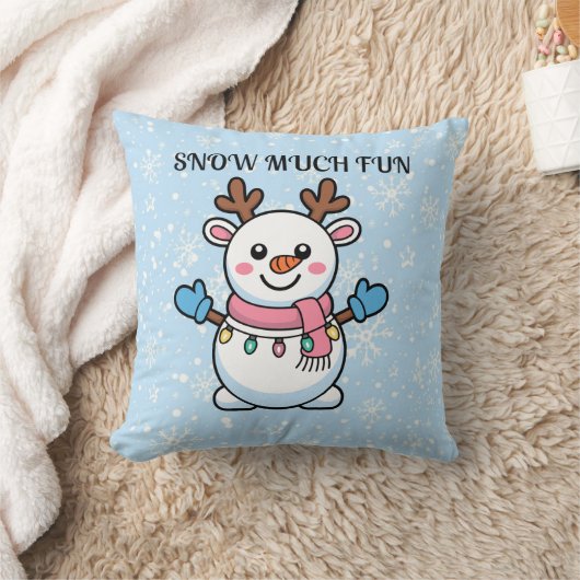 Snow Much Fun | Cute Winter Pillow クッション (ブランケット)