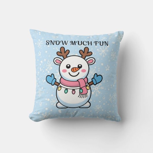 Snow Much Fun | Cute Winter Pillow クッション (正面)