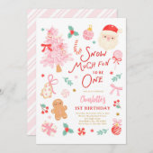 Snow Much Fun To Be One Christmas 1st Birthday 招待状 (正面/裏面)