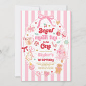 Snow Much Fun To Be One Christmas Bow Birthday 招待状 (正面)